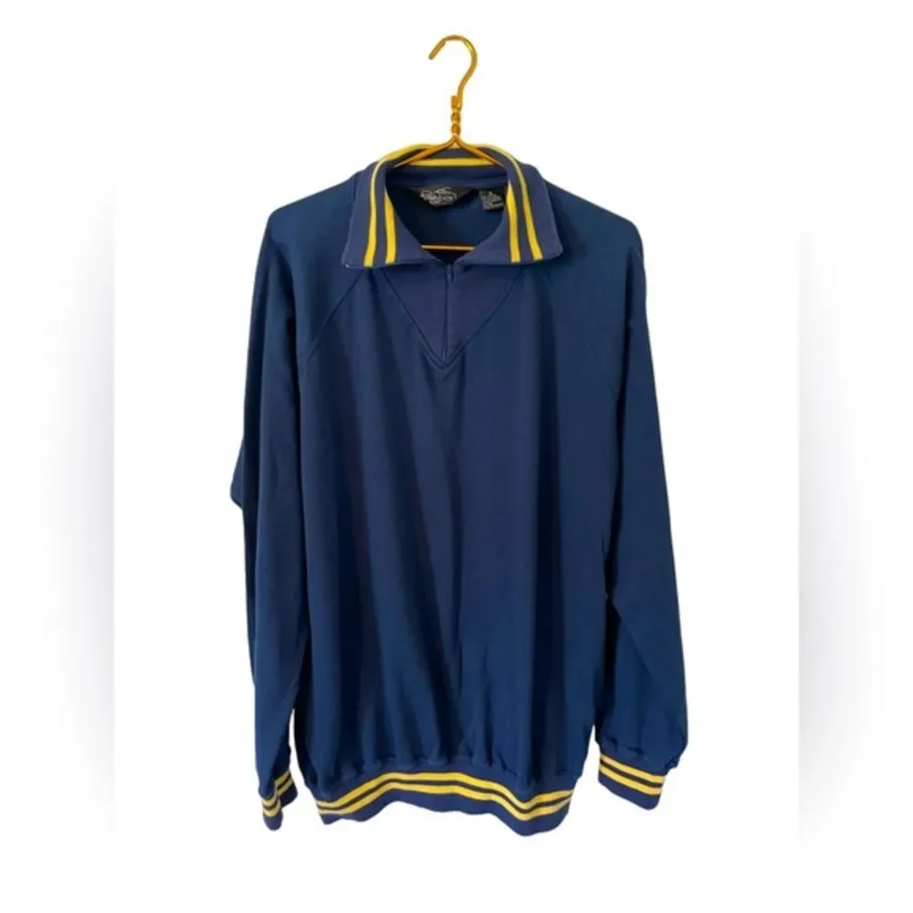 Vintage Kenny Rogers Men’s XL Blue & Yellow Varsity‎ 1/4 Zip Sweater Pullover